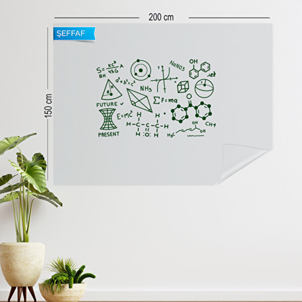 Pi Papers Akıllı Kağıt - 150x200 Cm Şeffaf, 2 Adet Elektrostatik Özellikle Tutunan Inovatif Yazı Tahtası Pano - 150 x 200 cm Yazı Tahtası Kalemi Fiyatı