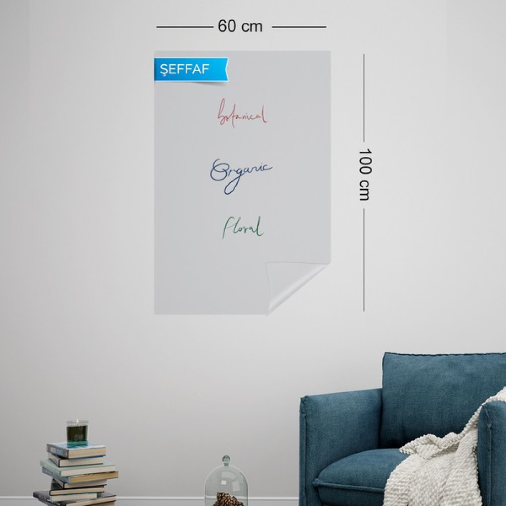 Pi Papers Akıllı Kağıt - 60x100 Cm Şeffaf, 2 Adet Pratik Inovatif, Statik Yapışkansız Tutunan Yazı Tahtası - 60 x 100 cm Yazı Tahtası Kalemi Fiyatı