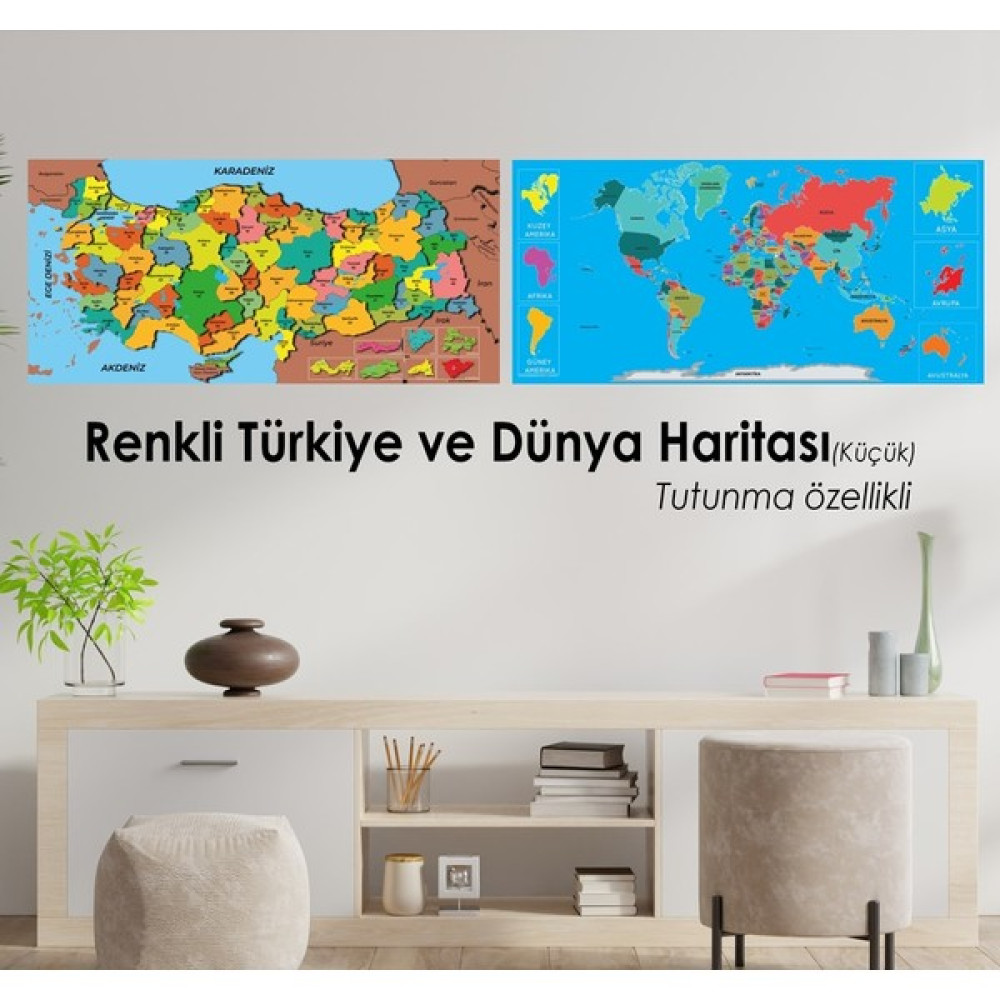 Pi Papers Renkli Dünya Ve Türkiye Haritası - Yapışkansız Tutunan, Yeri Değiştirilebilir, Statik Akıllı Kağıt Harita & Küre Fiyatı