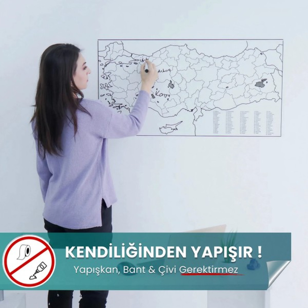 Pi Papers Türkiye Haritası - Yapışkansız Tutunan, Taşınabilir Pratik Kullanışlı, Yazılıp Silinen Akıllı Kağıt Harita & Küre Fiyatı