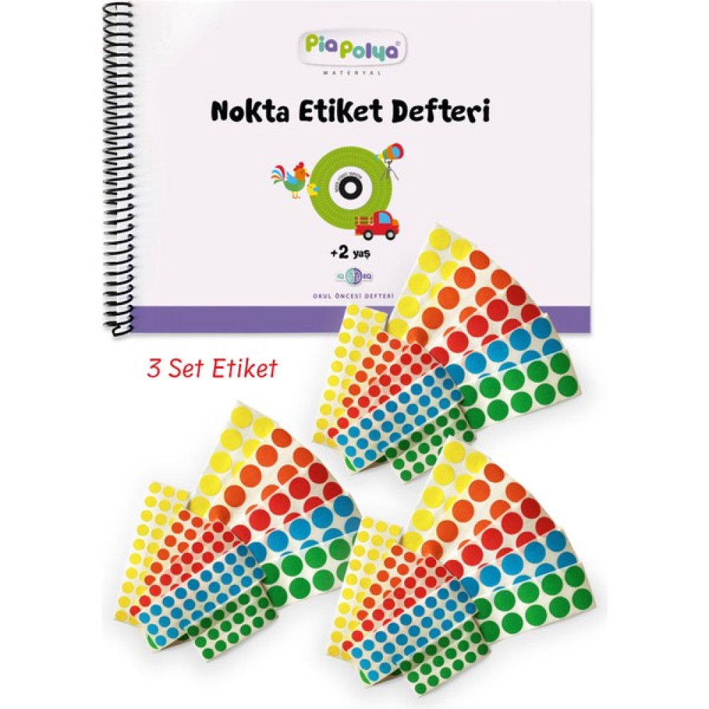 Pia Polya 3 Set Etiketli, Nokta Etiket Defteri ve Etiketleri | Okul Öncesi Defteri | Nokta Etiket Spiralli Defter Fiyatı