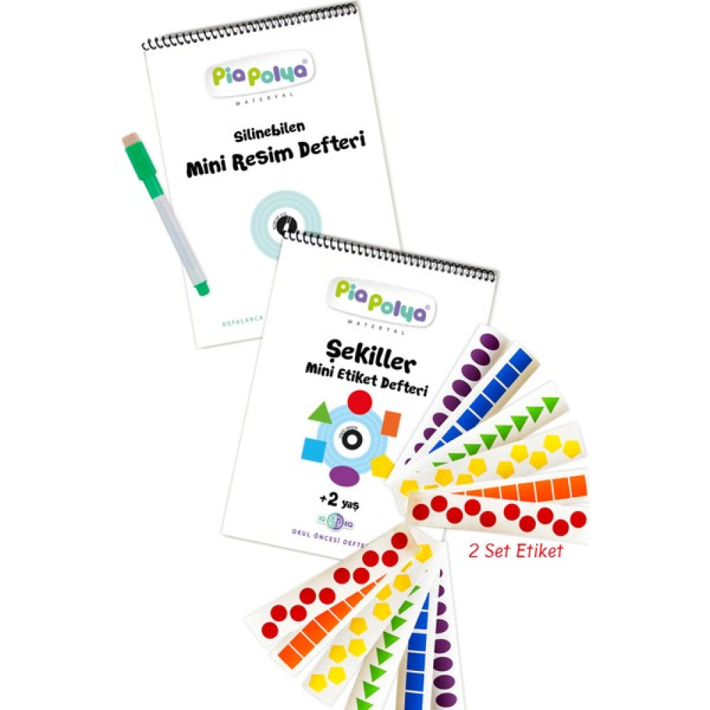 Pia Polya Mini Defter Seti | Silinebilen Resim Defteri ve Siyah Kalem | Şekiller Etiket Defteri ve Etiketleri Spiralli Defter Fiyatı