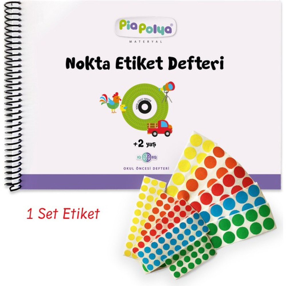 Pia Polya Nokta Etiket Defteri ve 1 Set Etiket | Okul Öncesi Defteri | Nokta Etiket Spiralli Defter Fiyatı