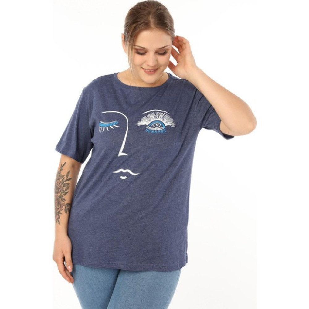 Piano Luce Pianoluce Kadın Büyük Beden Baskılı Yarım Kol T-Shirt Bayan T-shirt Fiyatı