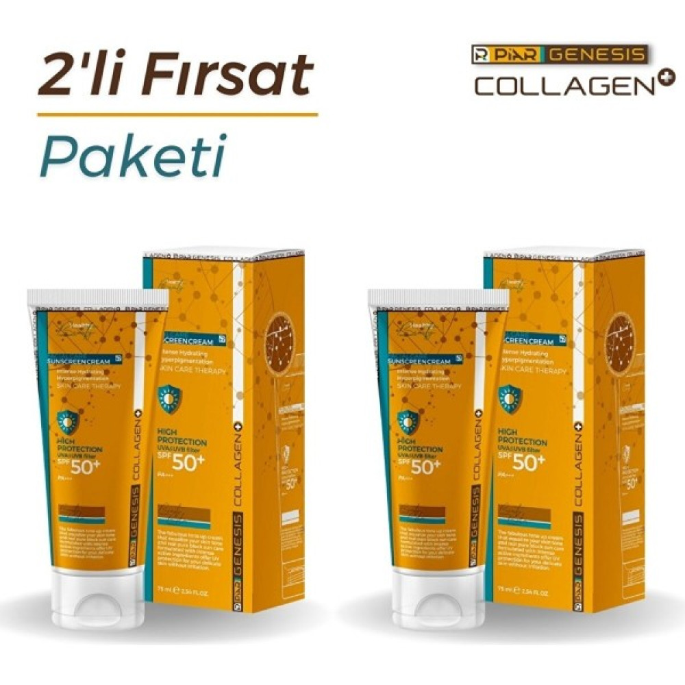 Piar Genesis Collagen Hyperpigmentation SPF50+ Renkli Kapatıcı Özelliğine Sahip Güneş Kremi 2'li Set Güneş Kremleri ve Losyonları Fiyatı