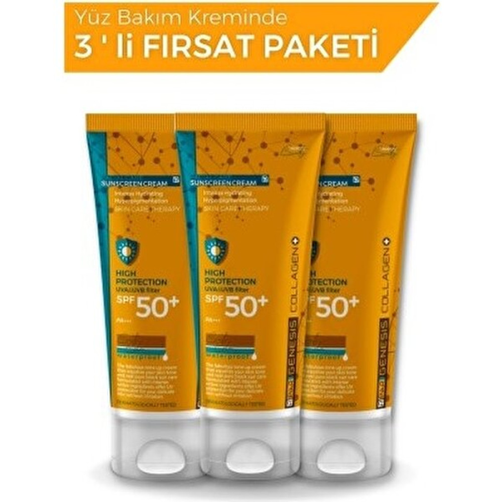 Piar Genesis Collagen Hyperpigmentation SPF50 Renkli & Kapatıcı Yüz Güneş Kremi 75 ml 3'lü Set Güneş Kremleri ve Losyonları Fiyatı
