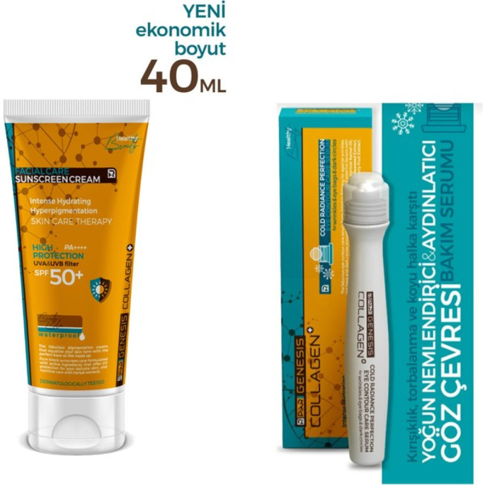 Piar Genesis Collagen Suncream SPF50 Renkli Kapatıcı Yüz Güneş Kremi 40 ml + Göz Altı Bakım Serumu Güneş Kremleri ve Losyonları Fiyatı