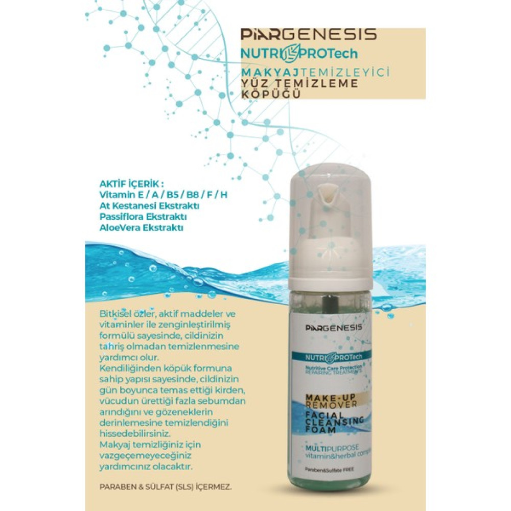 Piar Genesis Nutri Protech Make-Up Remover Facial Cleansing Foam Yüz Temizleme Köpüğü 50ML Cilt Temizleme ve Peeling Fiyatı