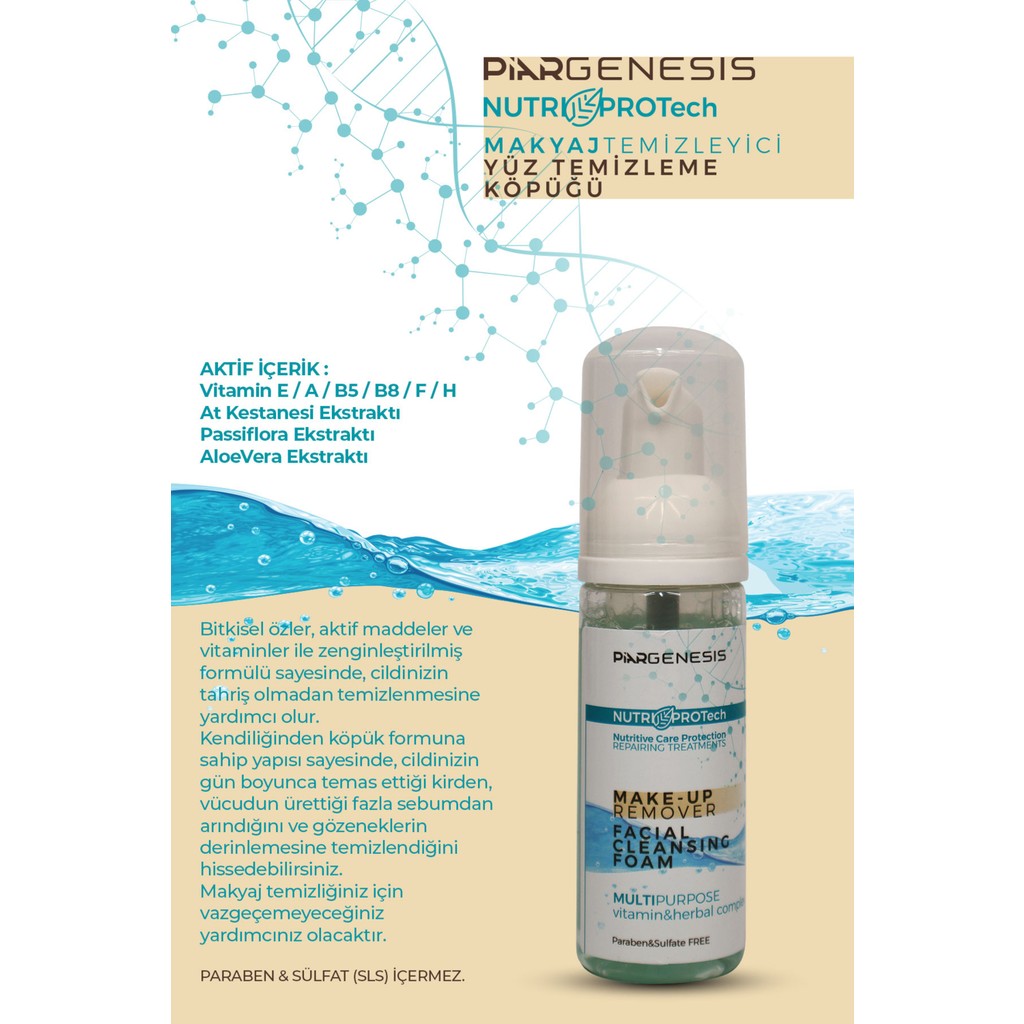 Piar Genesis Nutri Protech Make-Up Remover Facial Cleansing Foam Yüz Temizleme Köpüğü 50ML Cilt Temizleme ve Peeling Fiyatı