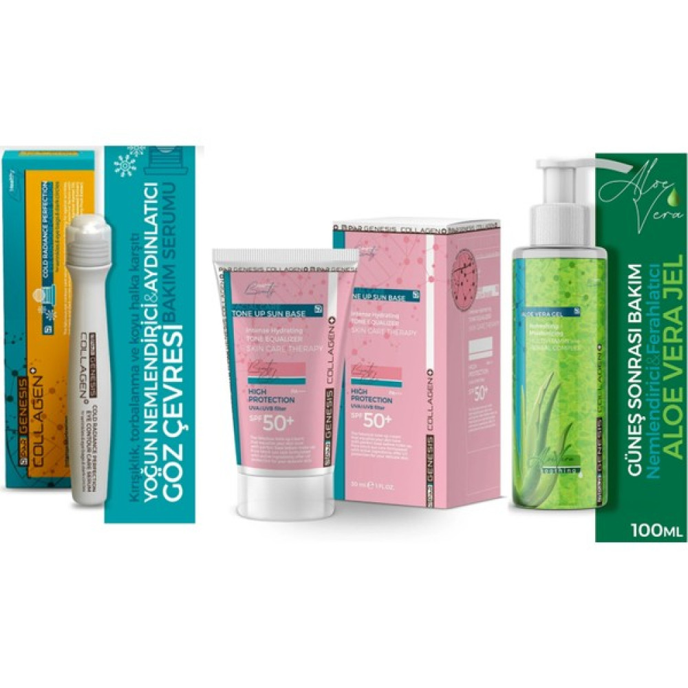 Piar Genesis Tone Up Sun Base-Göz Serumu-Nemlendirici Aloe Vera Jel Set Güneş Kremleri ve Losyonları Fiyatı