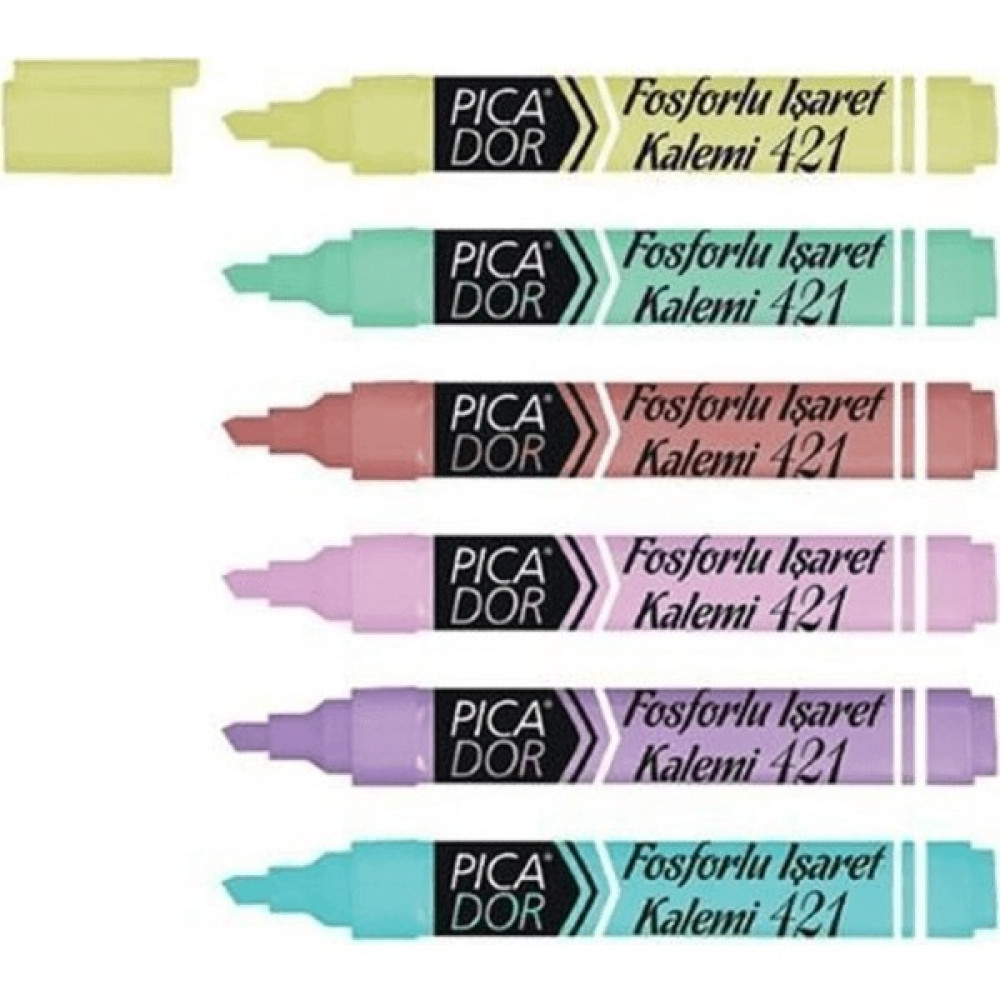 Picador 421 Renkli Fosforlu Pastel Kalem 6'lı Fosforlu Kalem Fiyatı