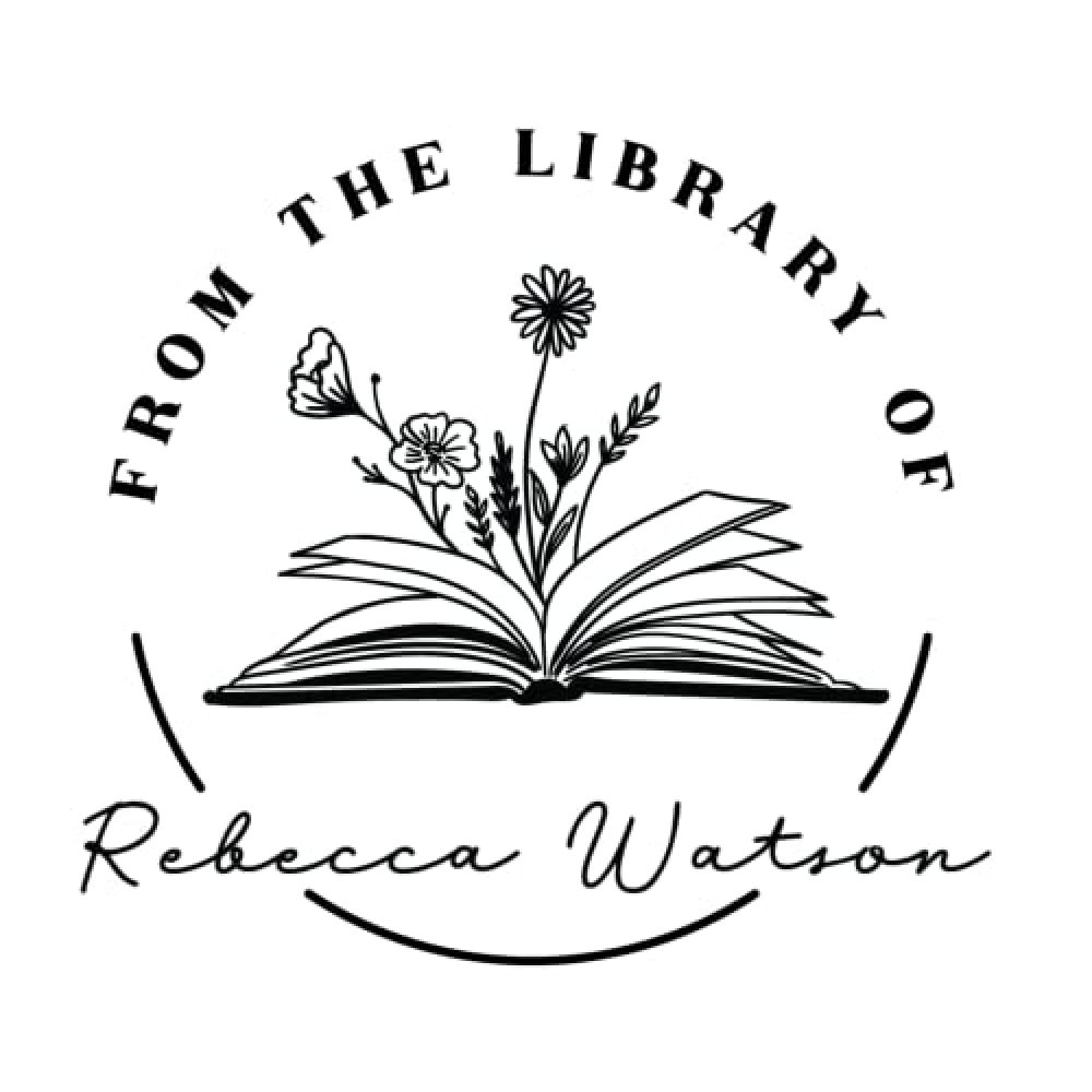 Pickled Stamps from The Library of | Ex Libris | Floral Book Stamp | Personalized Book Embosser | Custom Library Embosser | Self-Inking Wood Handle Floral 2