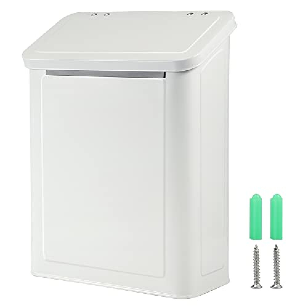 Picowe Magnetic Laundry Storage, Large Metal Lint Holder Bin with Lid for Laundry Room, Space-Saving Trash Container Hanging on Dryer, Washer or Wall Mount Trash Bin (White)