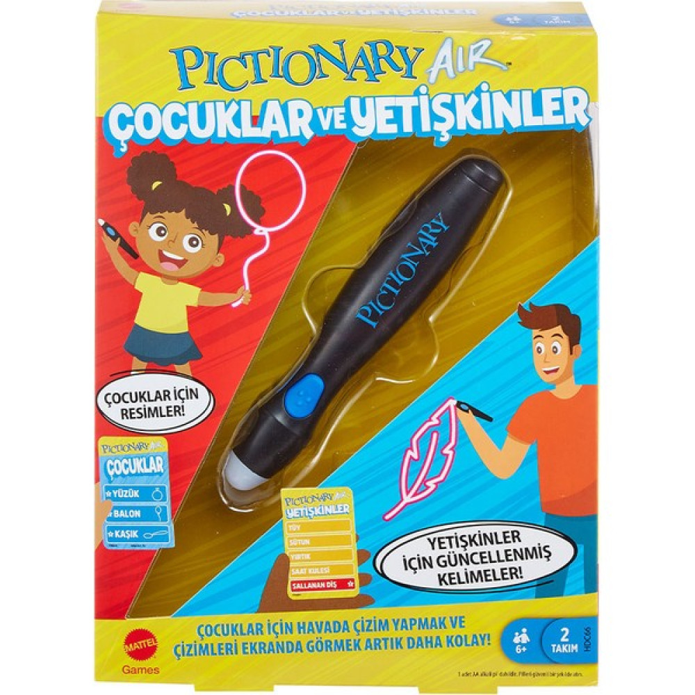 Pictionary Air Çocuklar ve Yetişkinler İçin Çizim Oyunu, Akıllı Cihazlara Bağlanır, 6 Yaş ve Üzeri İçin, Mattel Games Hdc66 Oyun Takımları Fiyatı