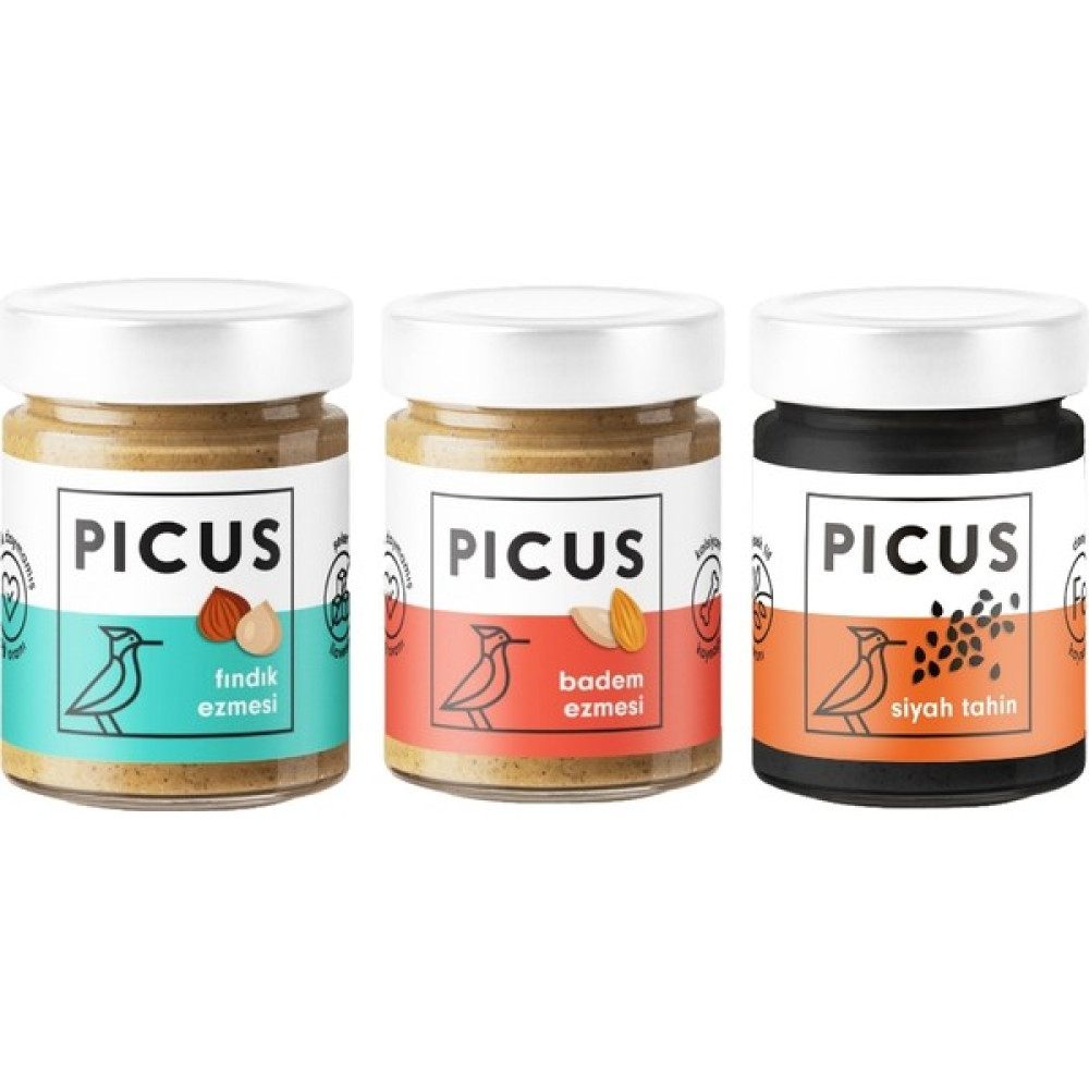 Picus Fındık Ezmesi 195 gr x 1 Badem Ezmesi 195 gr x 1 Siyah Tahin 210 gr x 1 - 210 gr Diğer Fiyatı