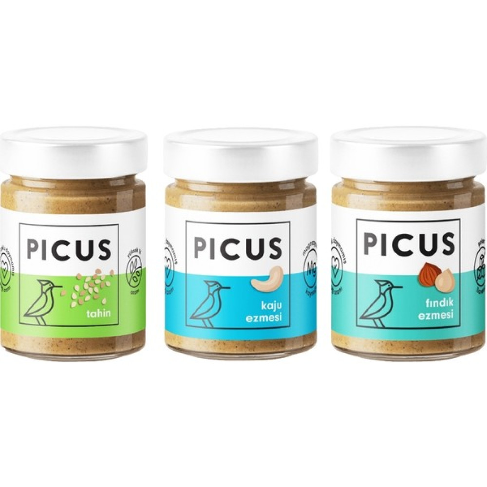 Picus Fındık Ezmesi 195 gr x 1 Kaju Ezmesi 195 gr x 1 Tahin 285 gr x 1 - 285 gr Diğer Fiyatı