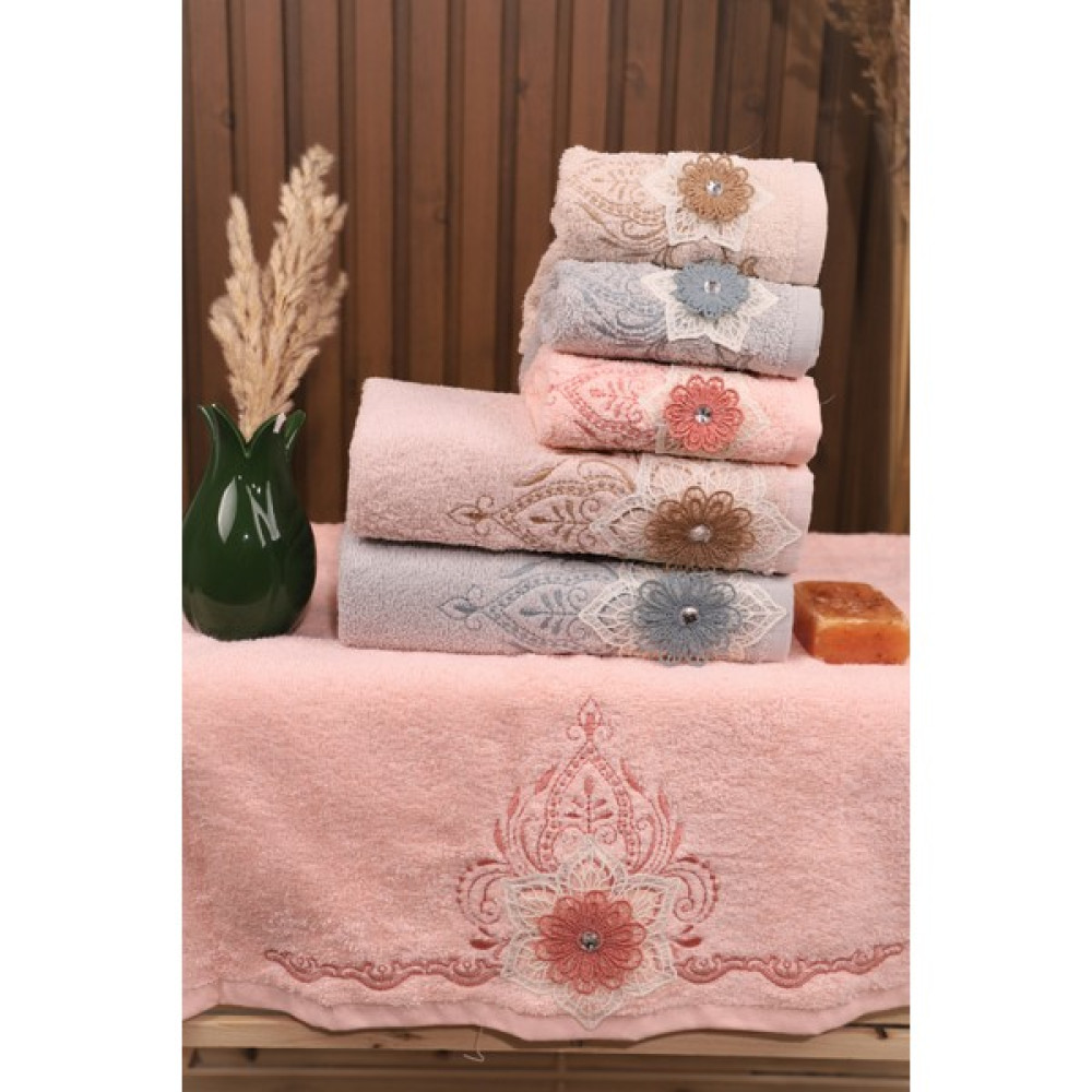 Pidora Textil 3lü Çeyizlik Pamuklu 3 Adet Mutfak & 3 Adet El Yüz Analı Kızlı Havlu - 50 x 90 cm - 30 x 50 cm - Mavi - Pembe El / Yüz Havlusu Fiyatı