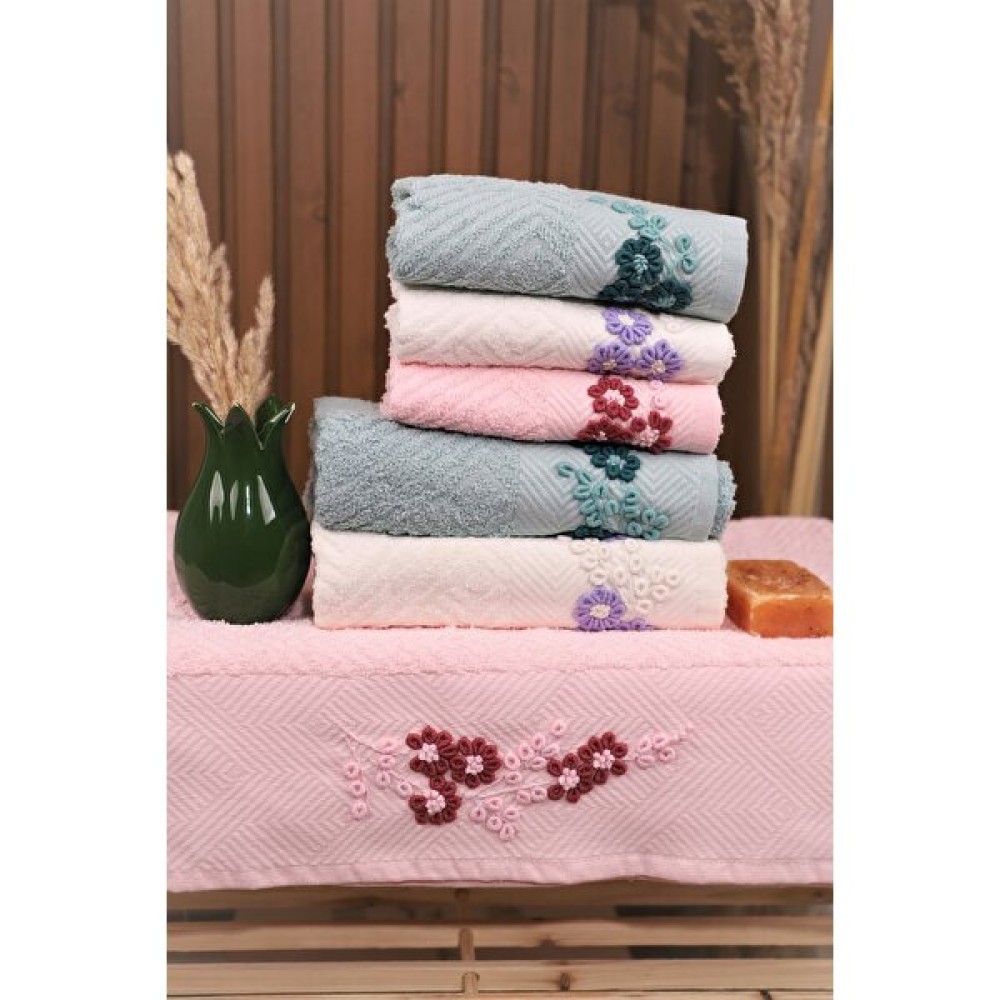 Pidora Textil 3lü Çeyizlik Pamuklu 3 Adet Mutfak & 3 Adet El Yüz Analı Kızlı Havlu - 50 x 90 cm - 30 x 50 cm - Mint El / Yüz Havlusu Fiyatı