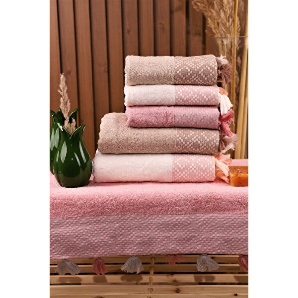 Pidora Textil 3lü Saçaklı Çeyizlik 3 Adet Mutfak & 3 Adet El Yüz Analı Kızlı Havlu - 50 x 90 cm - 30 x 50 cm - Pembe El / Yüz Havlusu Fiyatı