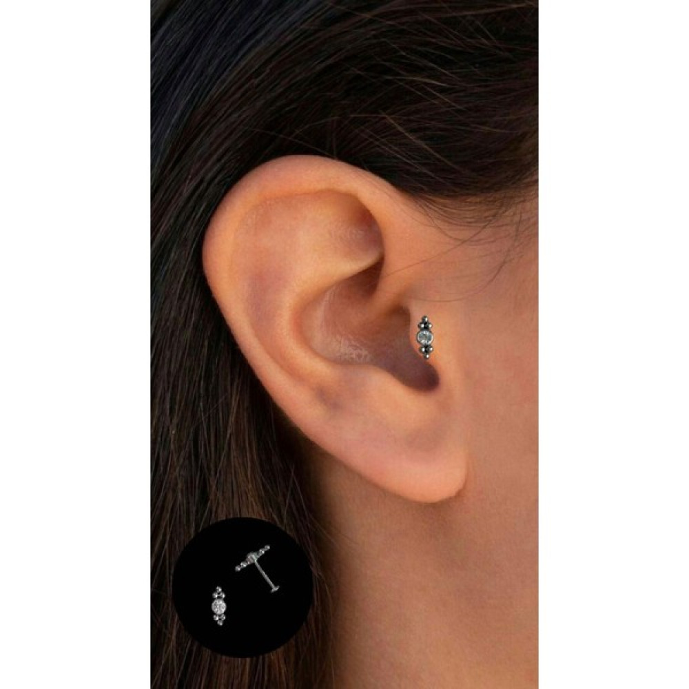 Piercing Market Çelik Zirkon Taşlı Tragus Helix Kıkırdak Piercing Altın & Gümüş Piercing Fiyatı