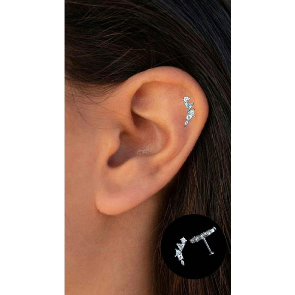 Piercing Market Çelik Zirkon Taşlı Tragus Kıkırdak Piercing Küpe Altın & Gümüş Piercing Fiyatı