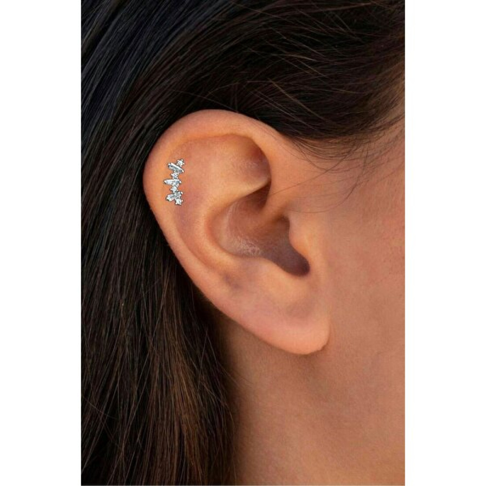 Piercing Market Cerrahi Çelik Baget Taşlı Tragus Helix Kıkırdak Piercing Küpe Altın & Gümüş Piercing Fiyatı