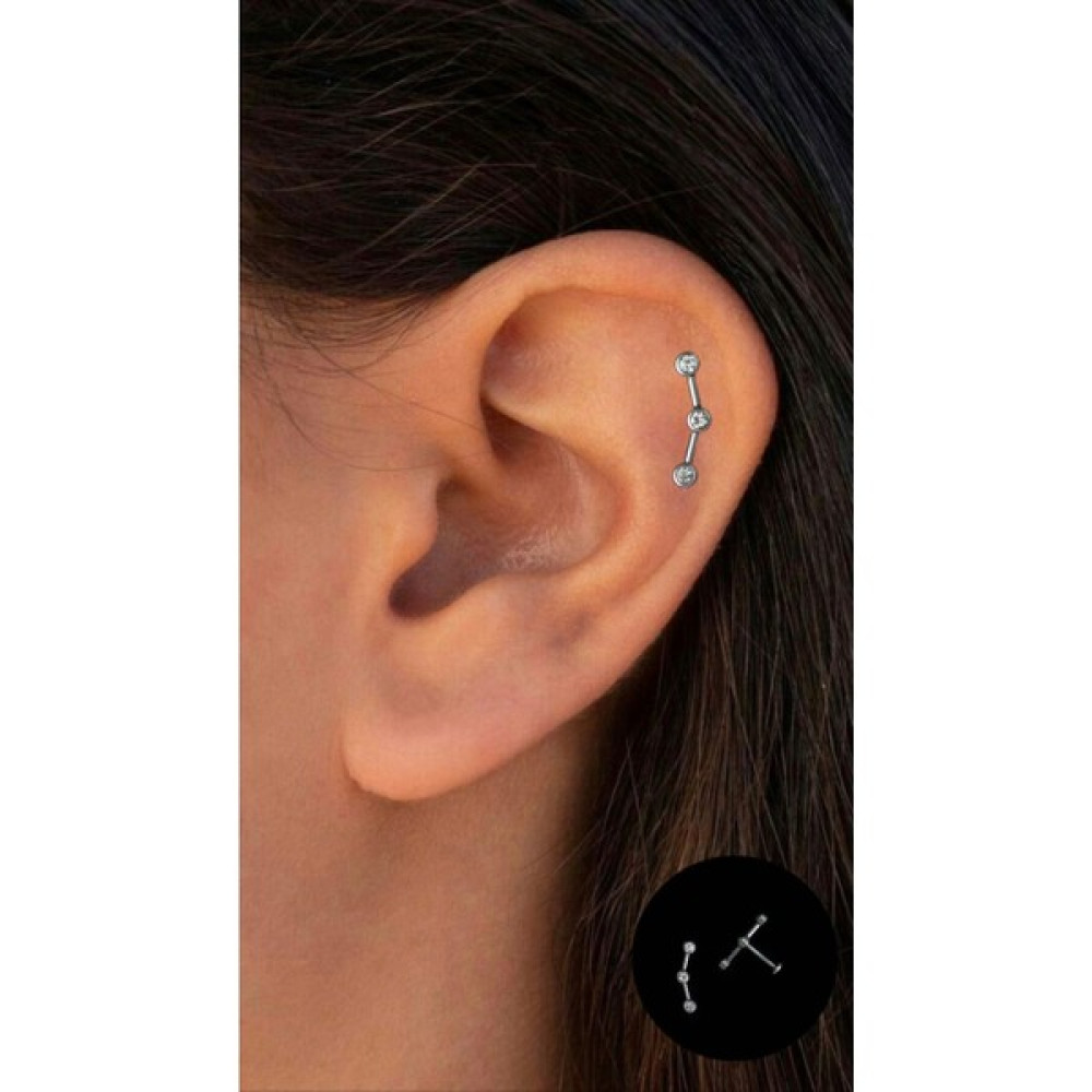 Piercing Market Cerrahi Çelik Zirkon Taşlı Tragus Helix Kıkırdak Piercing Küpe Altın & Gümüş Piercing Fiyatı