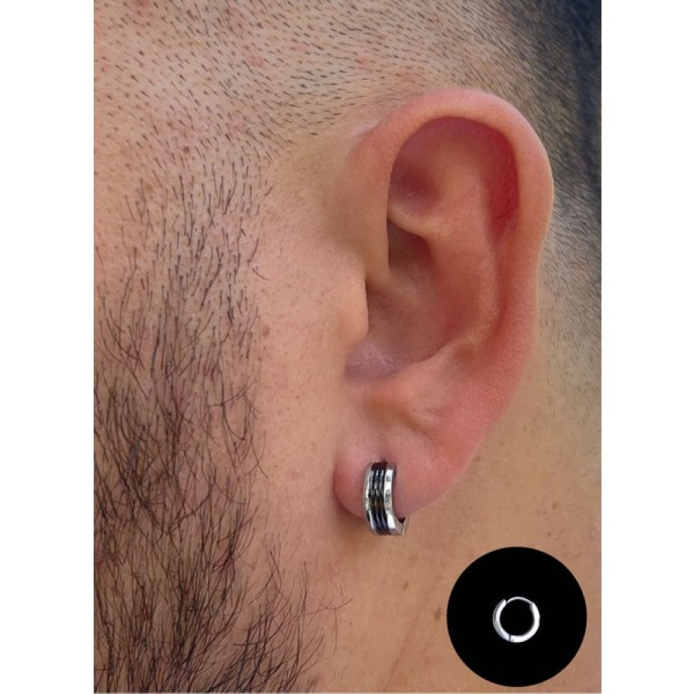 Piercing Market Erkek Çelik Takı Halka Siyah Mineli Model Küpe Paslanma Kararma Yapmaz Küpeler Fiyatı
