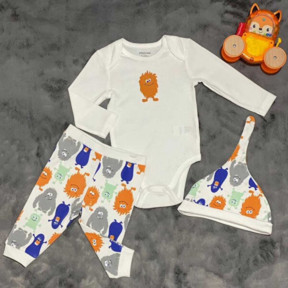 Pieros Baby 0034 Erkek Bebek 3'lü Takım Bebek Giysi Takım Fiyatı