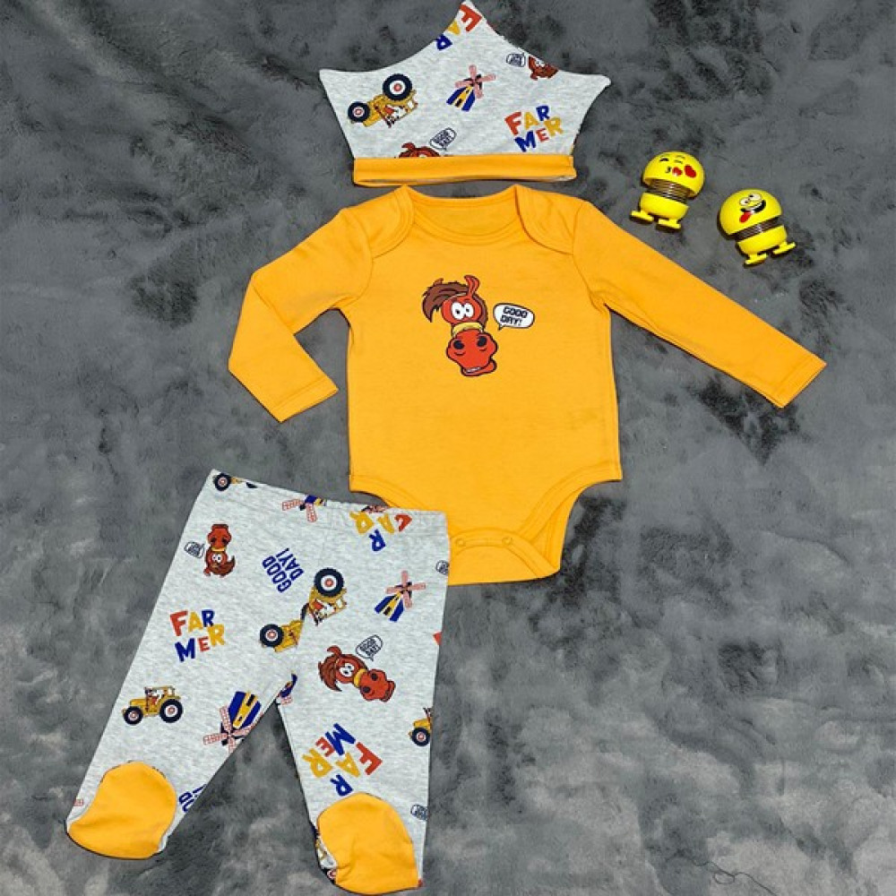 Pieros Baby 0037 Erkek Bebek 3'lü Takım Bebek Giysi Takım Fiyatı
