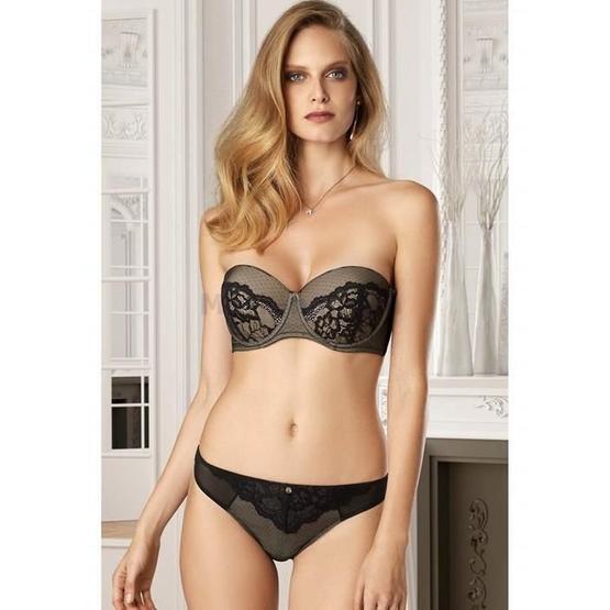 Pierre Cardin 4626 Siyah Straplez Sütyen Külot Takım