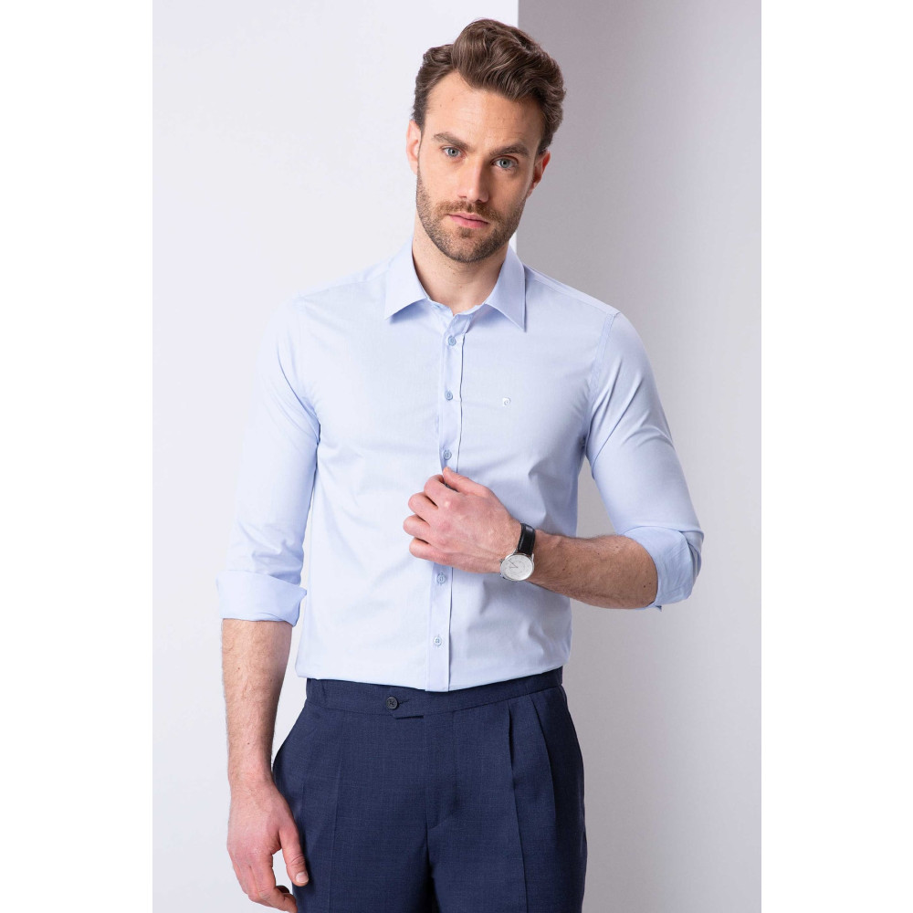 Pierre Cardin Açık Mavi Slim Fit Basic Gömlek 2XL Beden Kadın Gömlek Fiyatı