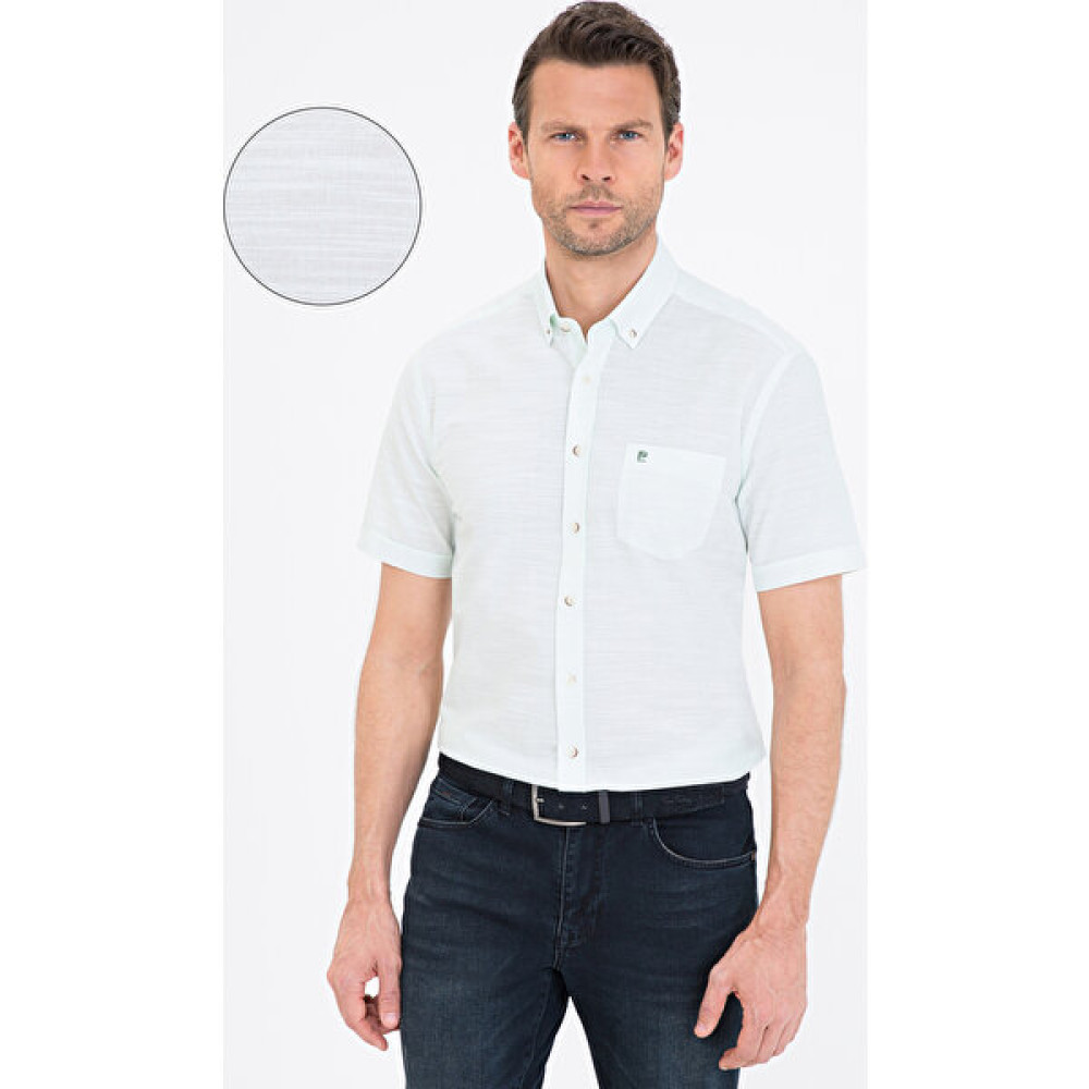 Pierre Cardin Açık Yeşil Regular Fit Kısa Kollu Gömlek 50236009-VR092 Erkek Gömlek Fiyatı