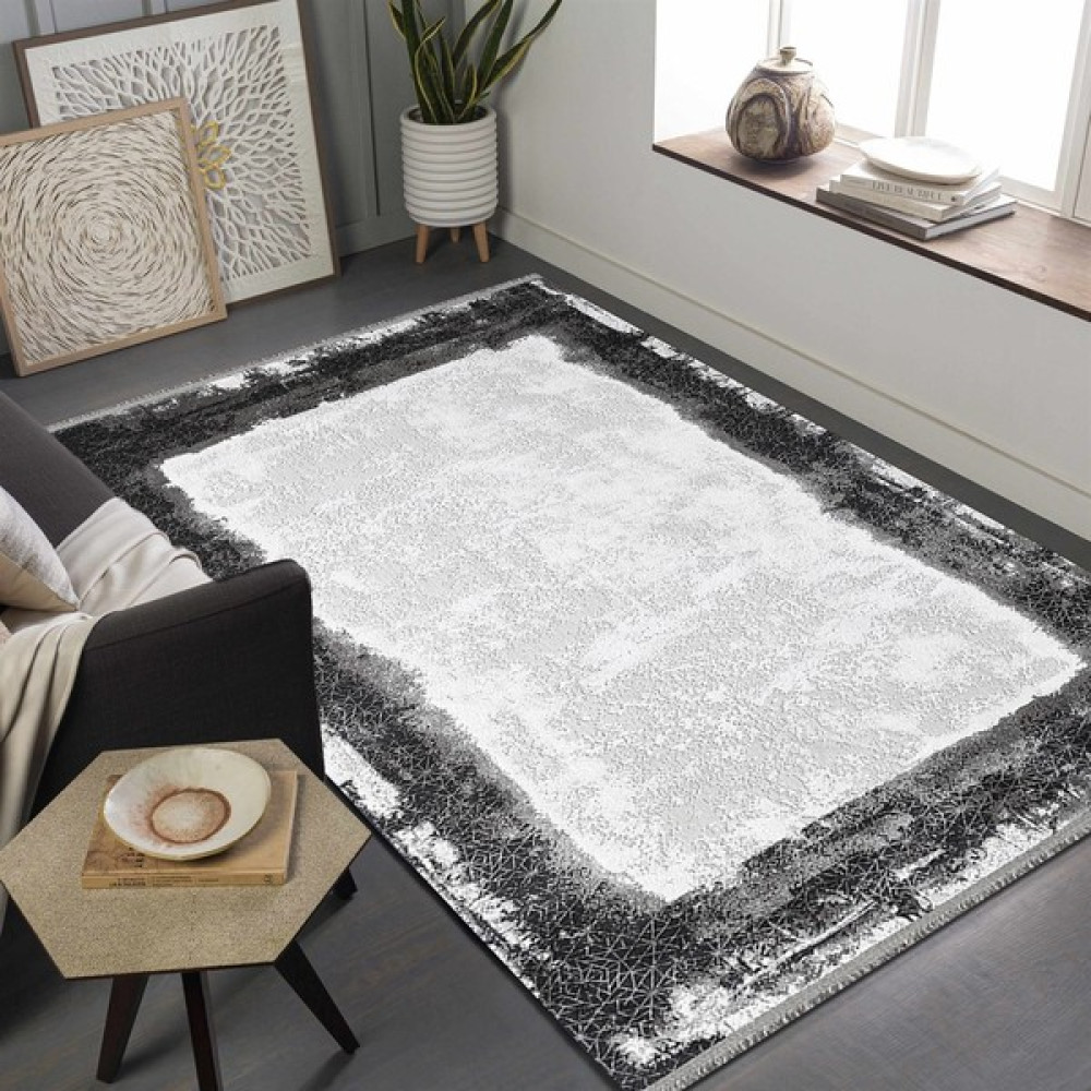Pierre Cardin Despada Home Pierre Cardin Monet MT40B Krem/siyah Çerçeveli Dikdörtgen Saçaklı Doğal Iplik Halı - 160 x 230 cm - Renkli Salon Halısı Fiyatı