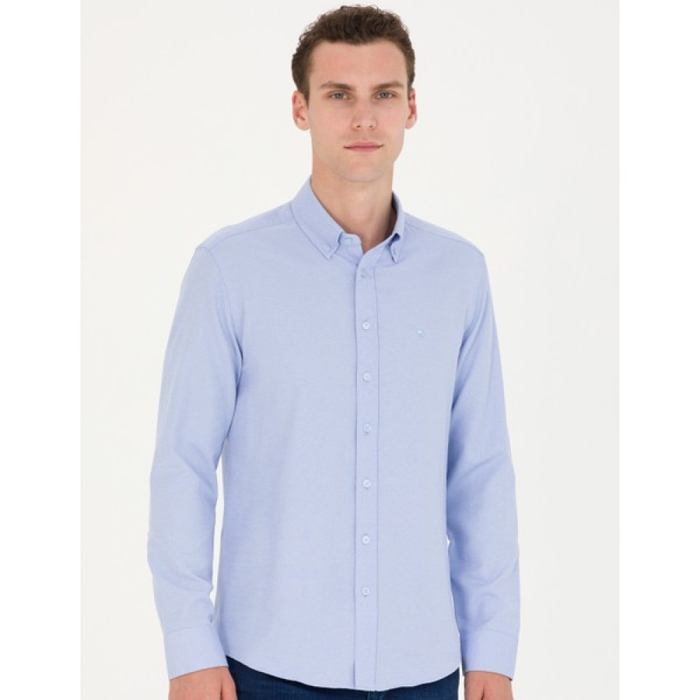 Pierre Cardin Erkek Açık Mavi Slim Fit Uzun Kollu Gömlek 50275815-VR003 Erkek Gömlek Fiyatı