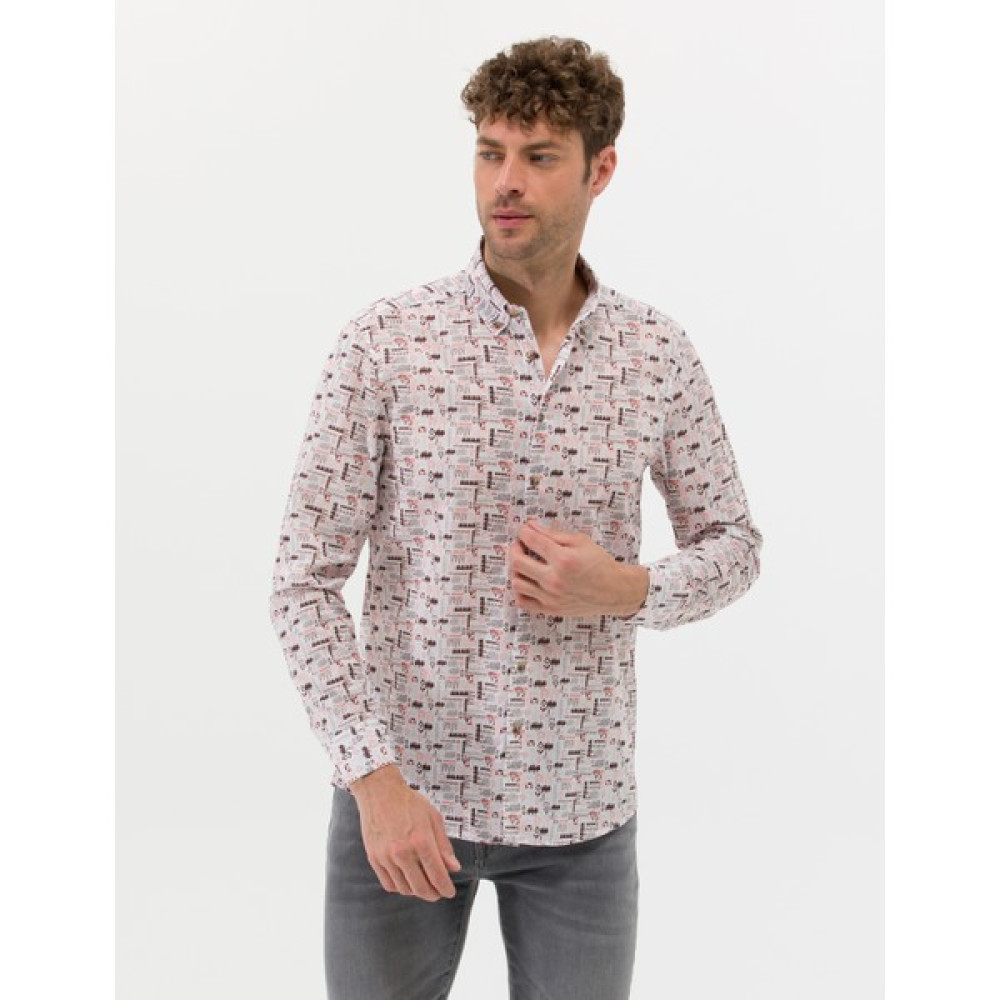 Pierre Cardin Erkek Bej Regular Fit Uzun Kollu Gömlek 50269435-VR011 Erkek Gömlek Fiyatı