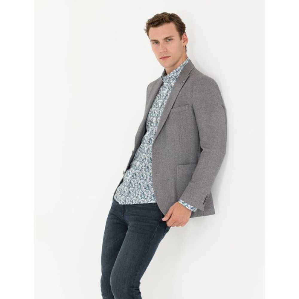 Pierre Cardin Erkek Gri Ekstra Slim Fit Blazer Ceket 50274202-VR024 Erkek Ceket Fiyatı