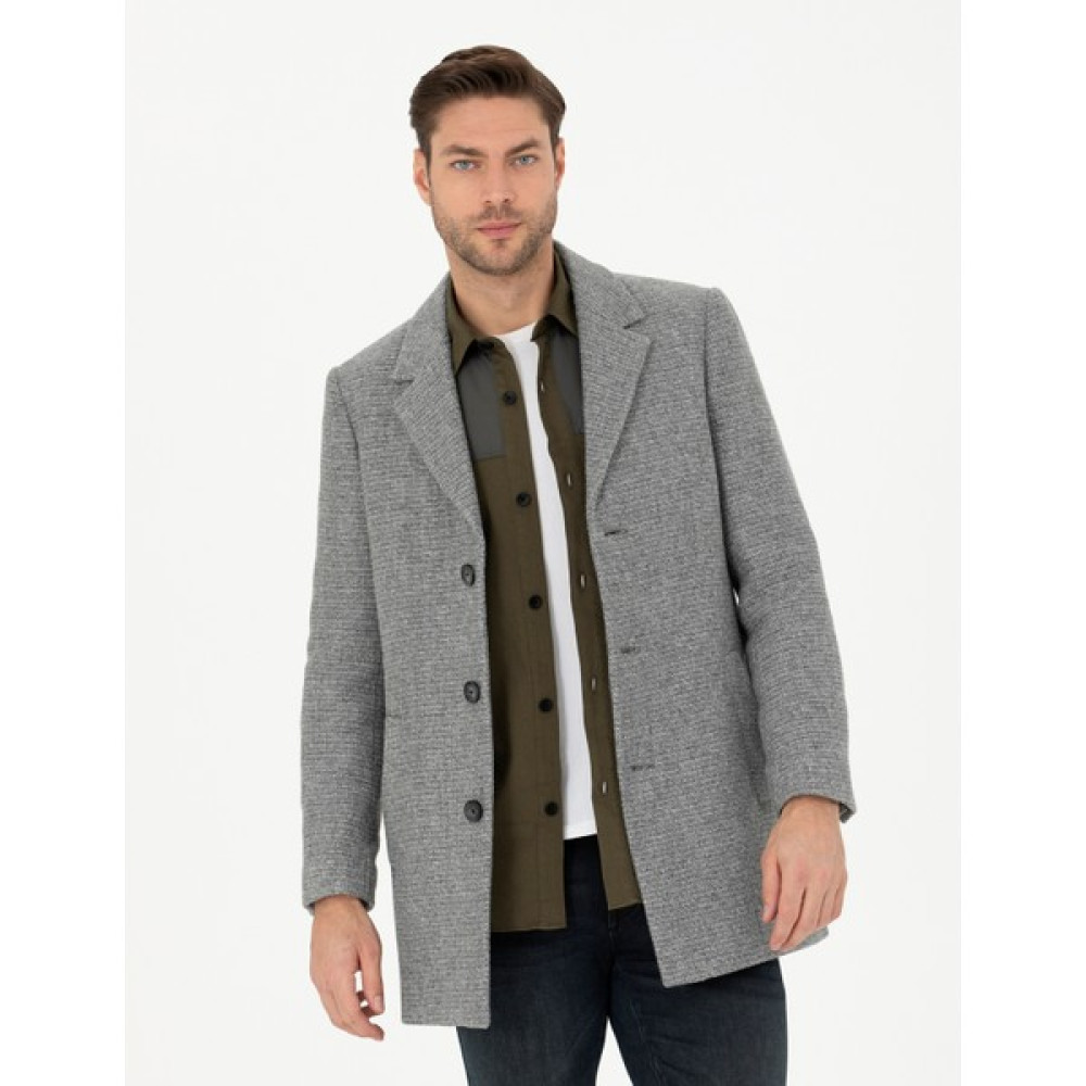 Pierre Cardin Erkek Gri Ex. Slim Fit Kaşe Kaban 50284099-VR024 Erkek Mont Fiyatı
