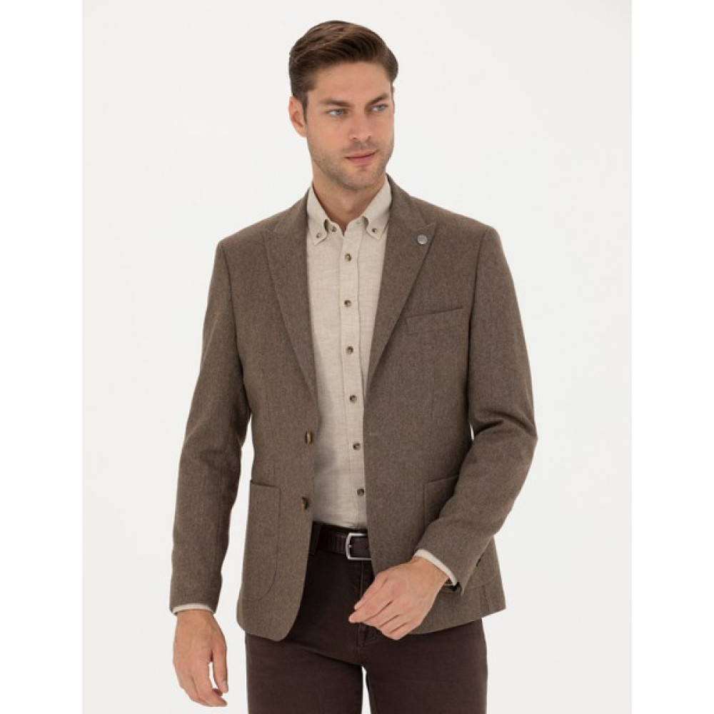 Pierre Cardin Erkek Kahverengi Slim Fit Ceket 50274205-VR029 Erkek Ceket Fiyatı