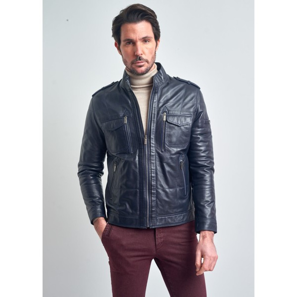Pierre Cardin Erkek Lacivert Cepli Biker Deri Mont Bayan Ceket Fiyatı