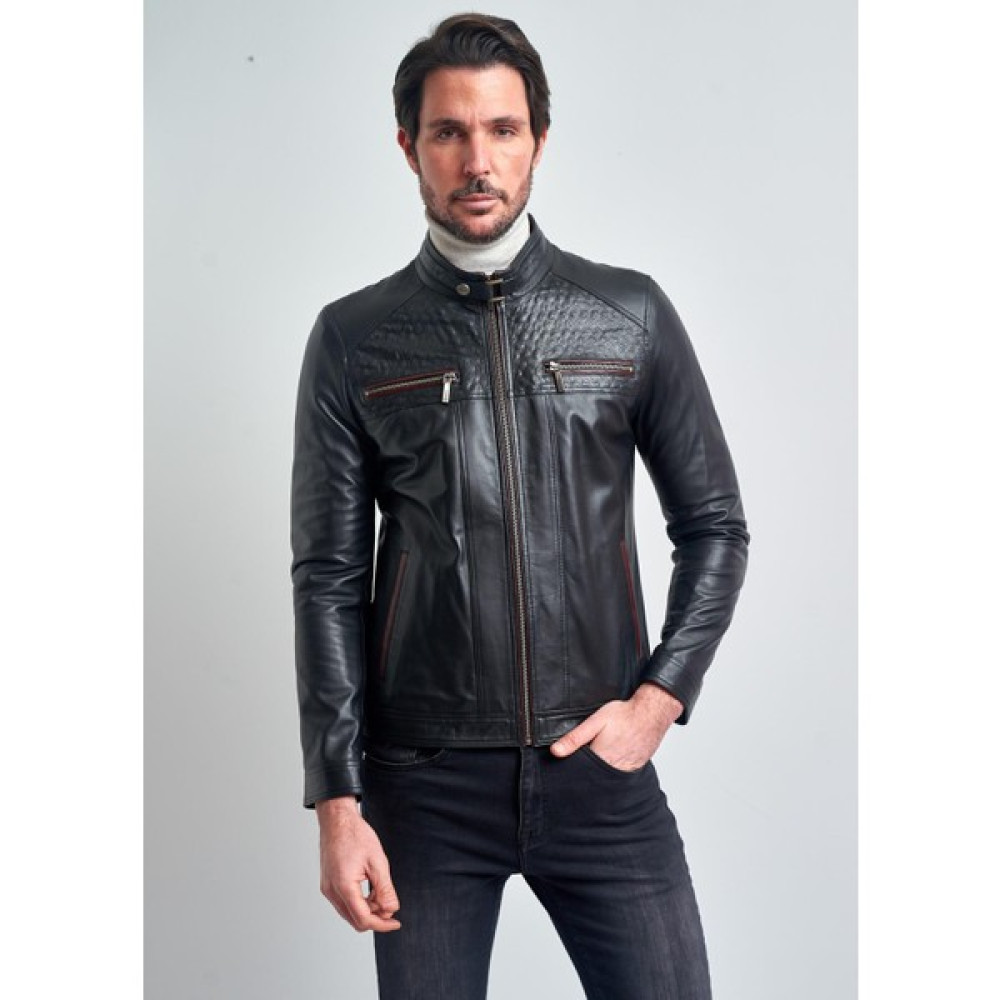 Pierre Cardin Erkek Siyah Motorcu Cepli Gerçek Deri Ceket Bayan Ceket Fiyatı