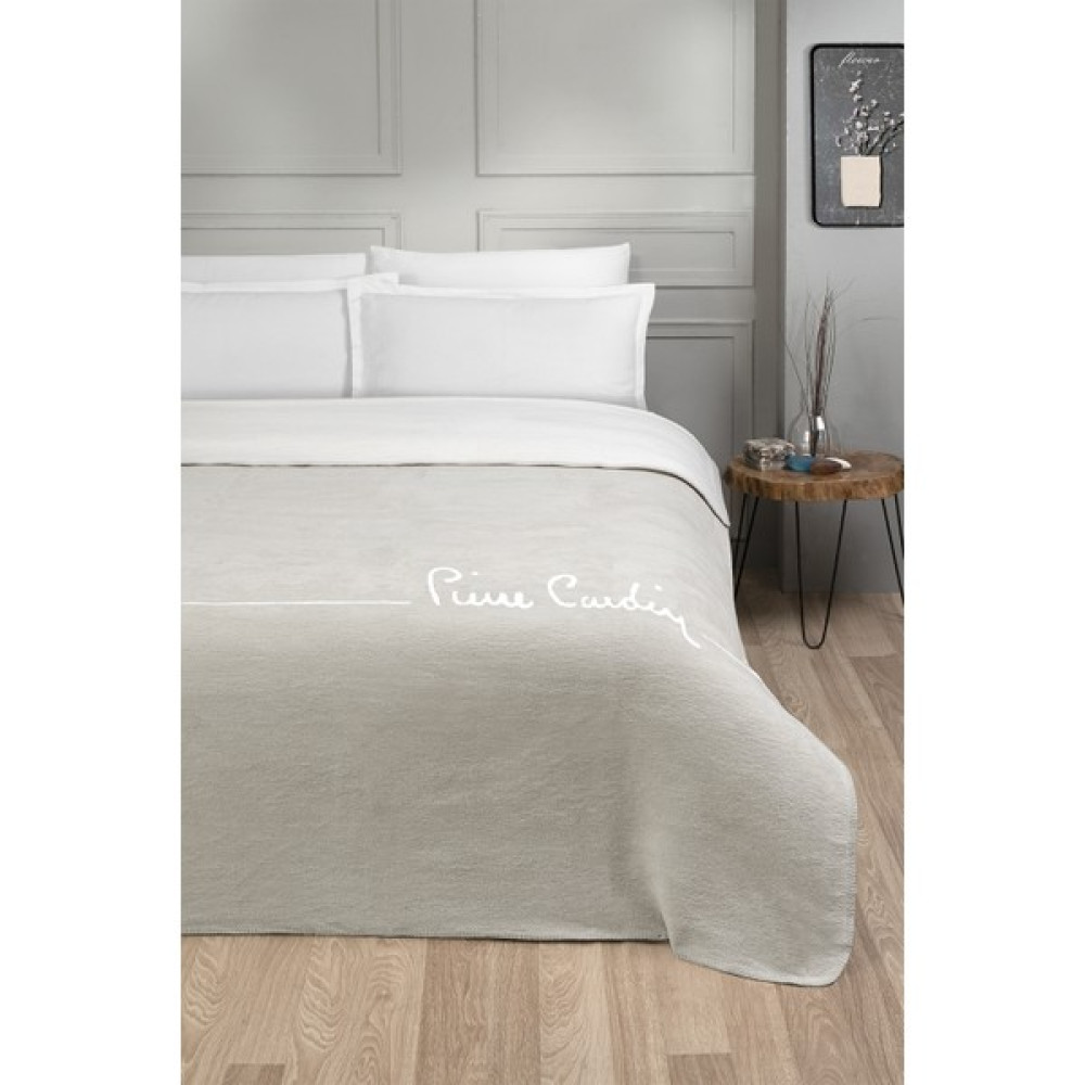 Pierre Cardin Pamuk Battaniye Çift Kişilik Logo Açık Bej - 200 x 220 cm Battaniye Fiyatı