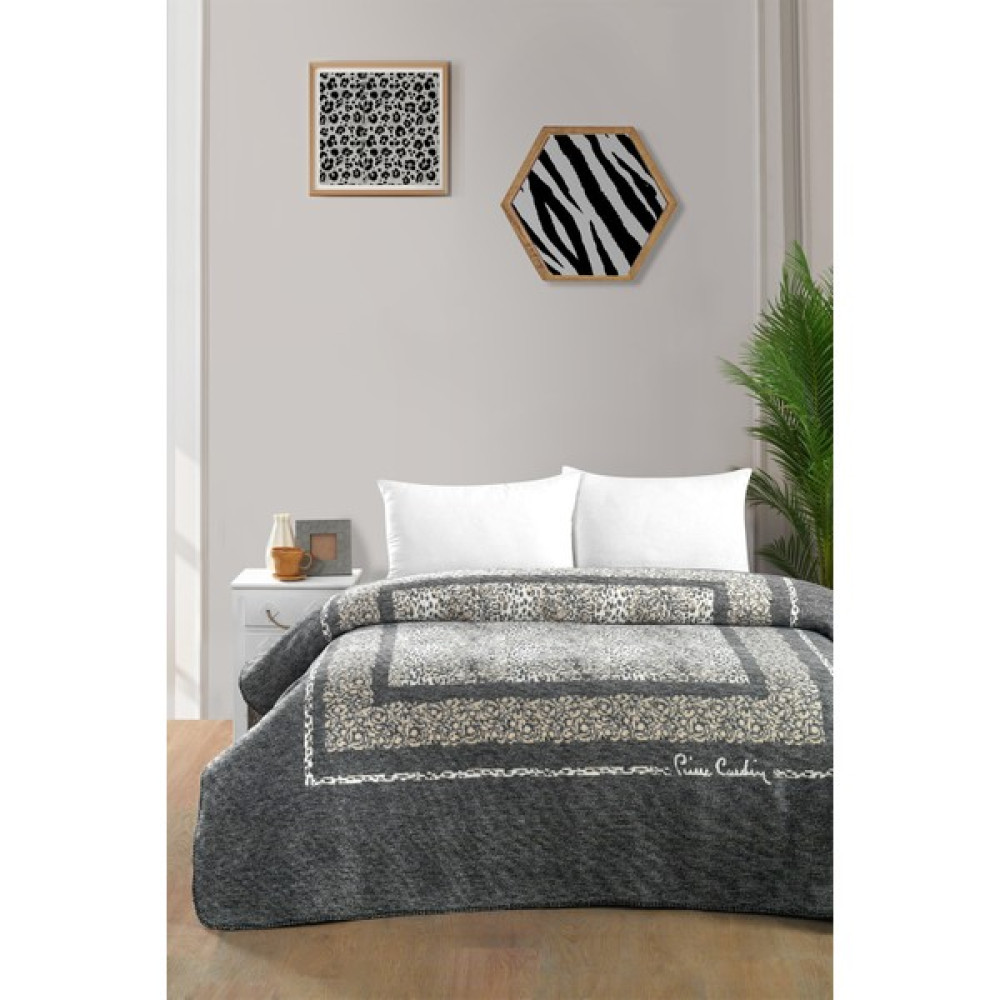 Pierre Cardin Pamuk Battaniye Leopar Çift Kişilik - Beyaz - 220 x 240 cm Battaniye Fiyatı