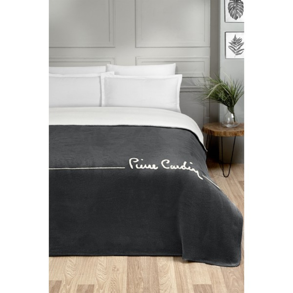 Pierre Cardin Pamuk Battaniye Logo Çift Kişilik Antrasit - 200 x 220 cm Battaniye Fiyatı