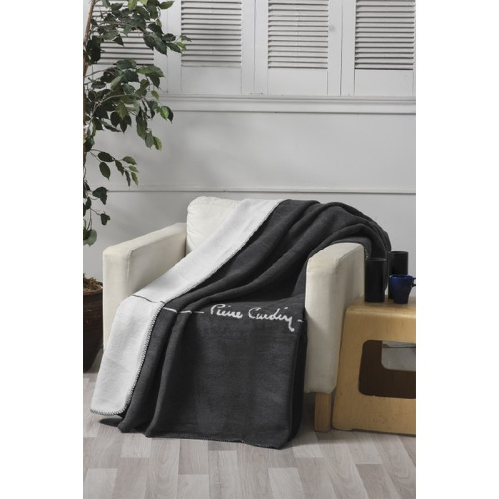 Pierre Cardin Pamuk Tv Battaniyesi Logo Antrasit - 130 x 170 cm Battaniye Fiyatı