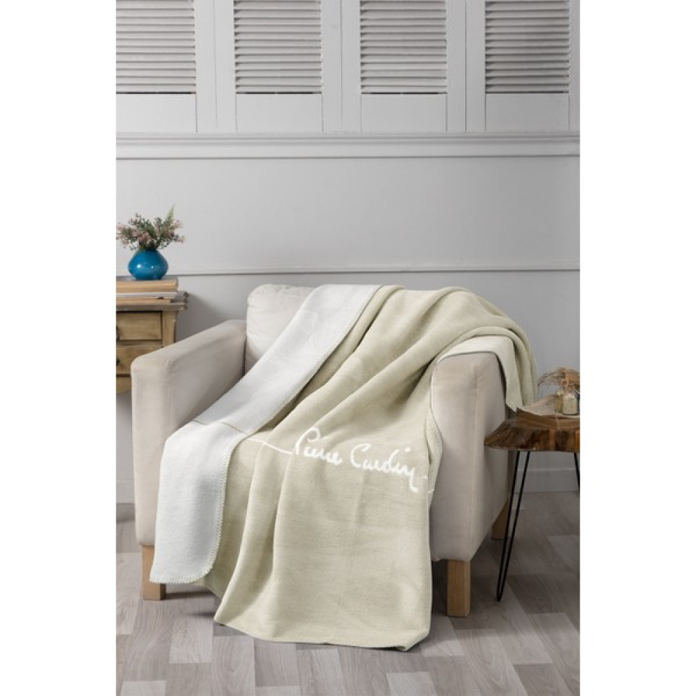 Pierre Cardin Pamuk Tv Battaniyesi Logo Bej - 130 x 170 cm Battaniye Fiyatı
