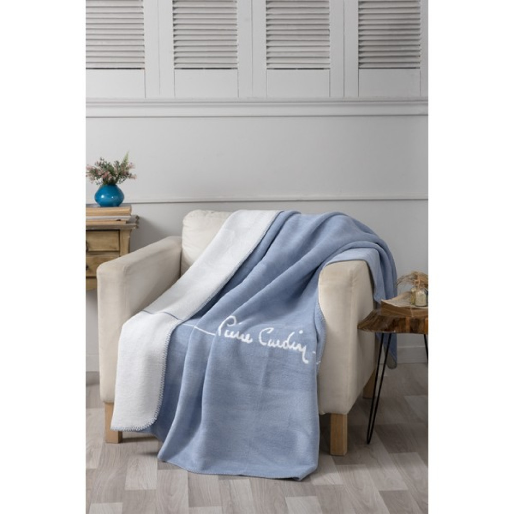 Pierre Cardin Pamuk Tv Battaniyesi Logo Mavi - 130 x 170 cm Battaniye Fiyatı