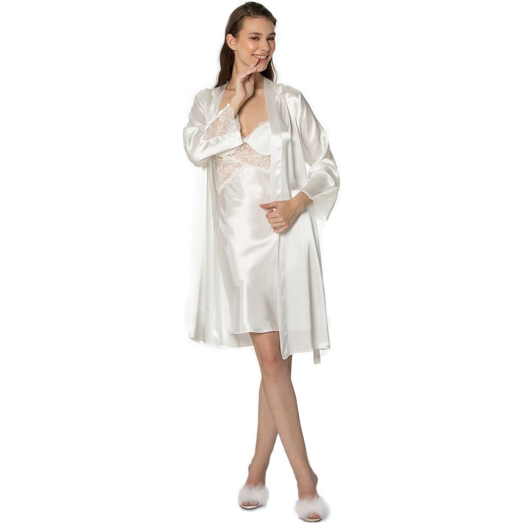 Pierre Cardin Saten Dantelli Gecelik & Sabahlık Takım - 4050 Kadın Gecelik ve Sabahlık Fiyatı