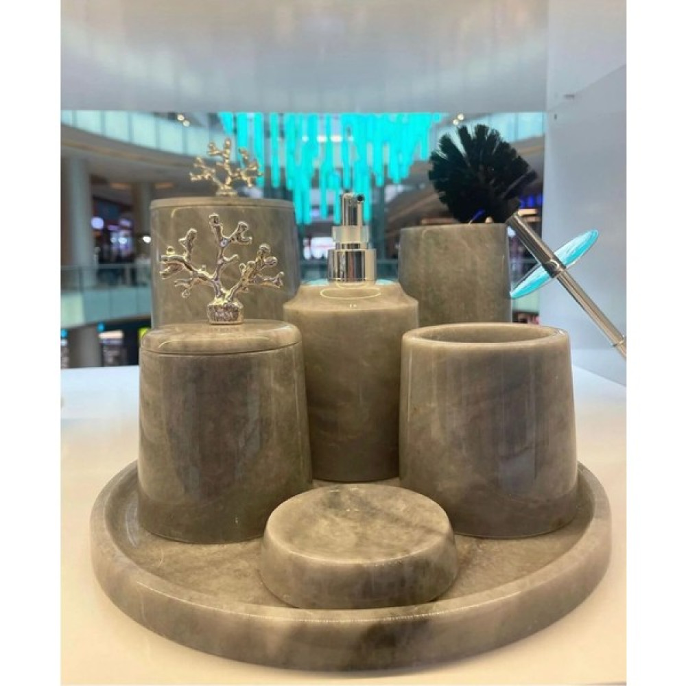 Pietro Di Marble Gri Mermer 9'lu Konik Banyo Seti - Parça Sayısı 7+ Banyo Aksesuarları Fiyatı