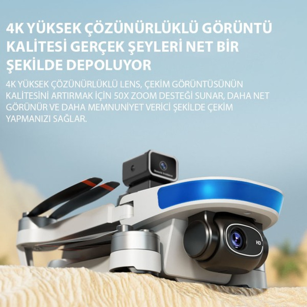 Piha B6 Mini Drone Gps 1080 Plus Hd Çift Kameralı 5g Wı-Fı Gimbal Kamera Beni takip et modu Engelden Kaçınma - Beyaz Drone Fiyatı